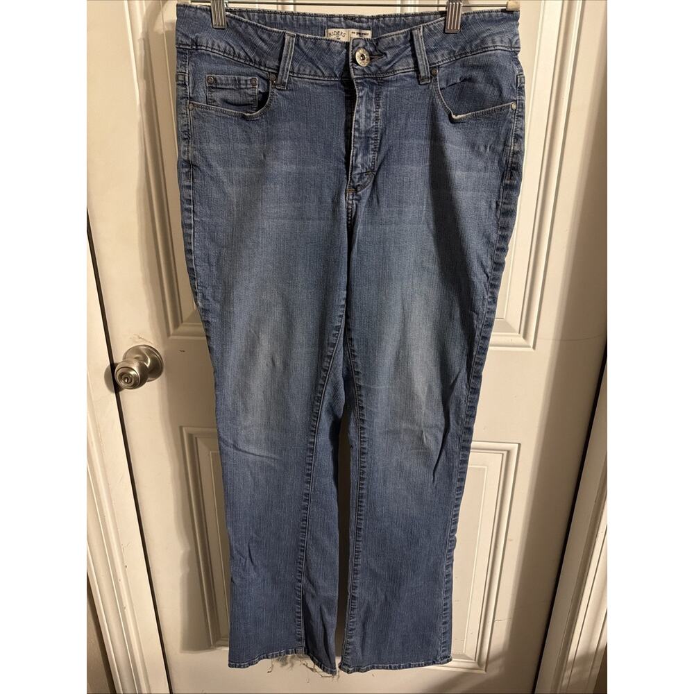 Riders By Lee Women No Gap Waist Jeans Waist 17in Bootcut Blue Inseam 32in